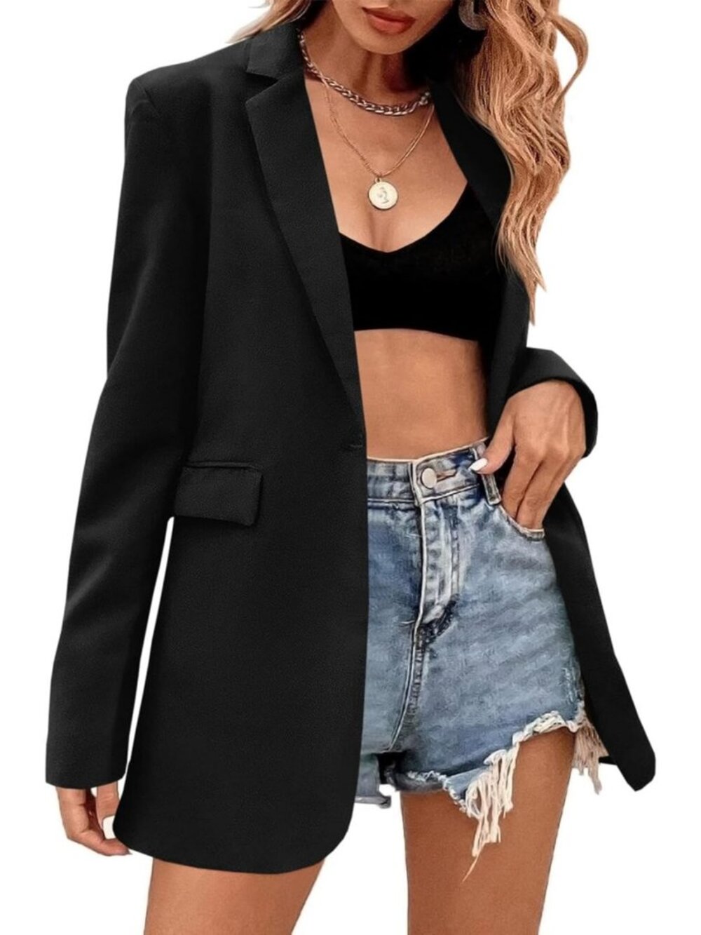 Chic Oversized Blazer Jacket for Women | Long Sleeve Boyfriend Style Suit